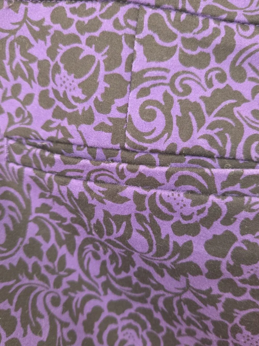 LOFT Petites 4P Purple Black Floral Ankle Pants
